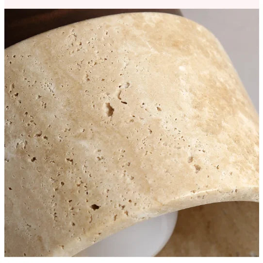 Stone and Wood Round Ceiling Light