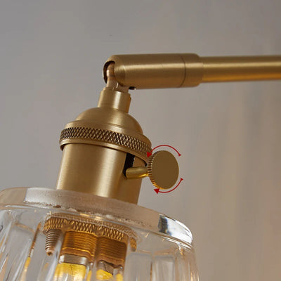 Brass Ribbed Glass Wall Sconce