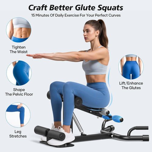 3 Colors Deep Squat Machine for Women, Adjustable Glutes Trainer Machine, Core & Abs for Low Impact Lower Body Workouts, Easy to Assemble Home Gym Push-Up Exercises, 350Lbs Weight Capacity