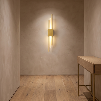 Gold LED Wall Sconce in a hallway