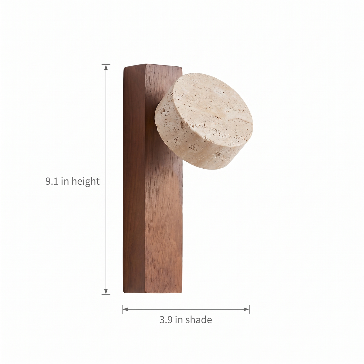 Travertine and Walnut Wall Sconce dimensions