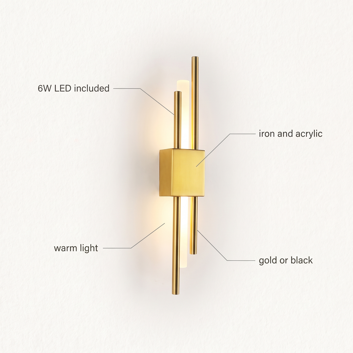 Gold LED Wall Sconce features