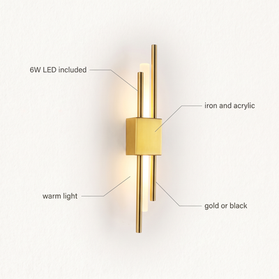 Gold LED Wall Sconce features