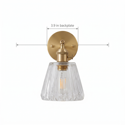 Brass Ribbed Glass Wall Sconce dimensions