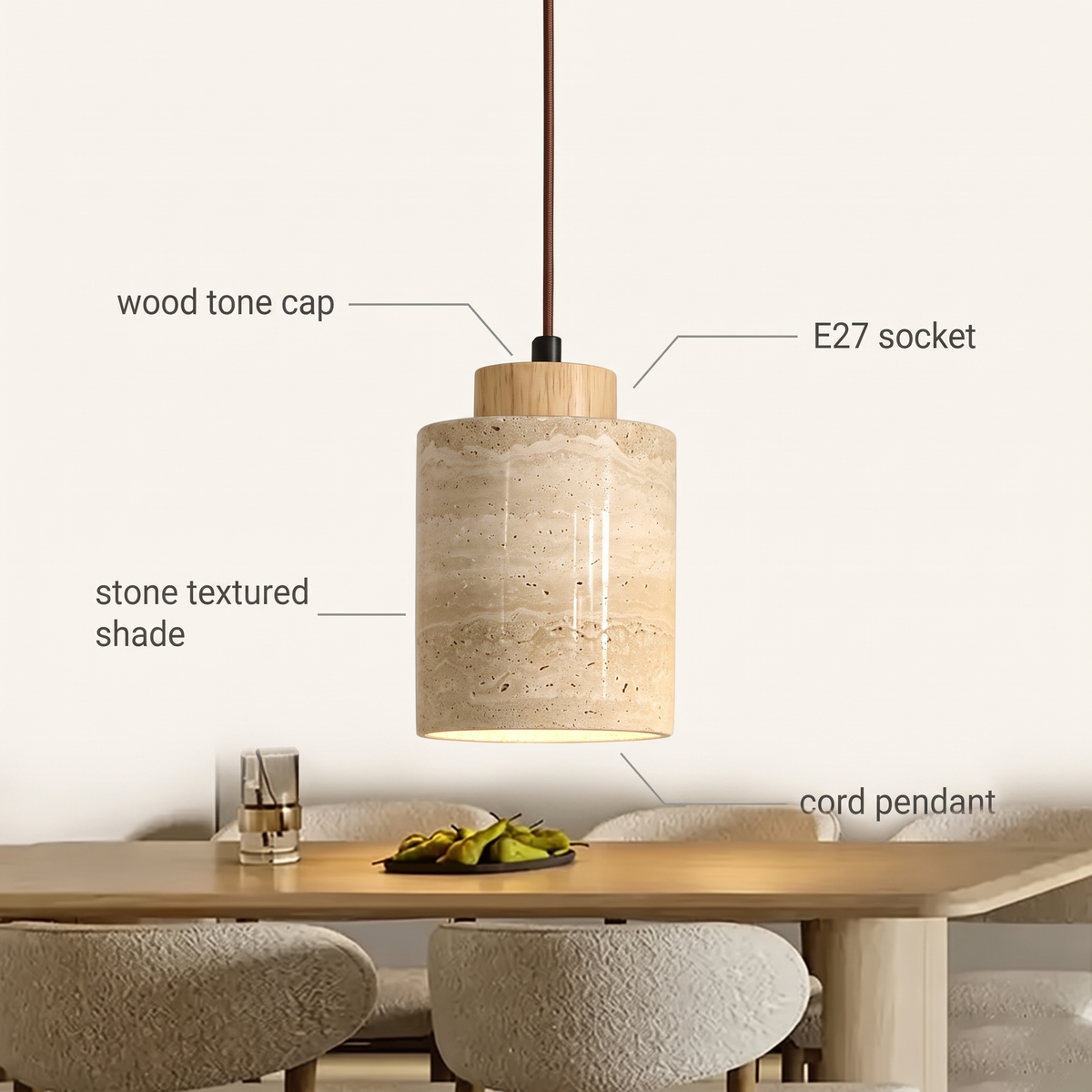 Stone Texture Pendant Light features