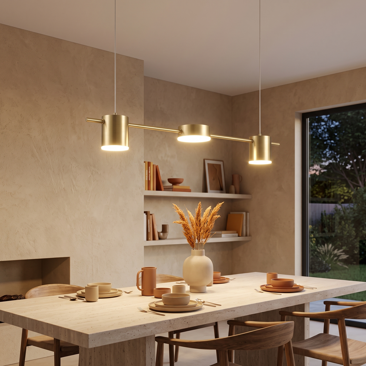 Linear LED Pendant above a dining table