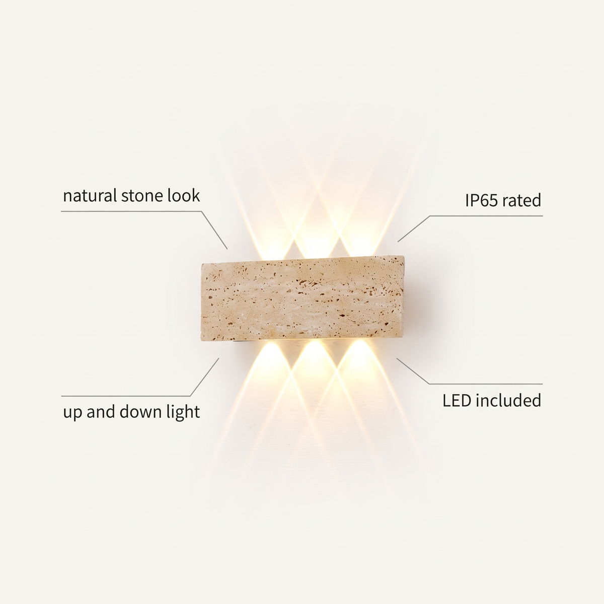 Stone outdoor wall light features