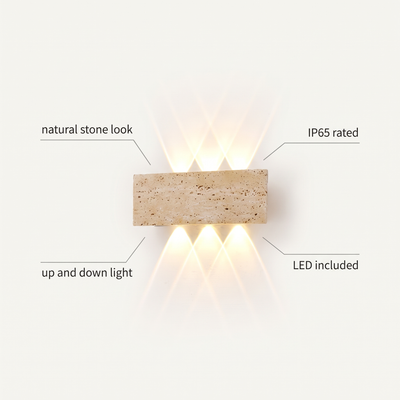 Stone outdoor wall light features